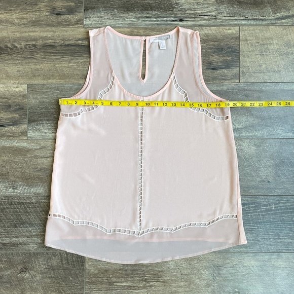 Forever 21 Contemporary Sleeveless Scoop Neck Detailed Chiffon Blouse Blush M - Picture 2 of 7